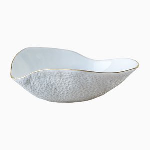 Bols Indulge Nº2 en Porcelaine Blanc avec Bord Doré 24 Carats par Sarah-Linda Forrer, Set de 4