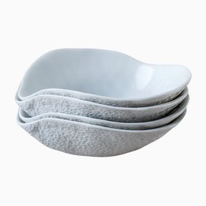 Indulge Nº2 White Handmade Porcelain Bowls by Sarah-Linda Forrer, Set of 4