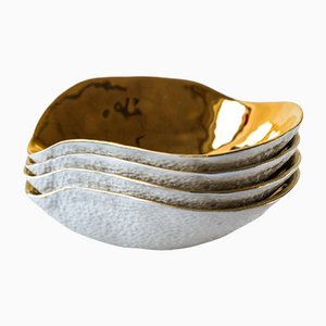 Indulge Nº2 Schalen aus Gold & handgefertigtem Porzellan von Sarah-Linda Forrer, 4er Set