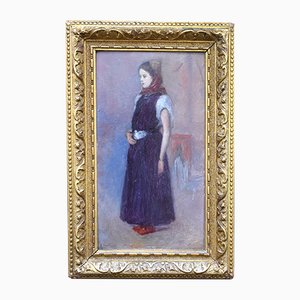 R. Touchard, Small Painting, 19th-Century, Oil on Cardboard, Framed