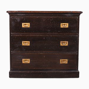 Antique Victorian Teak and Brass Campaign Chest of Drawers, 1880