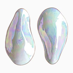 Indulge Nº3 Iridescent Handmade Porcelain Bowls with 24-Carat Golden Rim by Sarah-Linda Forrer, Set of 2