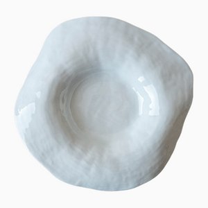 Indulge No. 7 Large White Handmade Porcelain Plates by Sarah-Linda Forrer, Set of 2