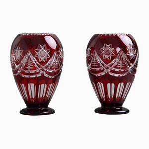 Bohemian Vases in Crystal, German, Set of 2
