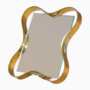 Table Mirror with Brass Frame from Fontana Arte, 1950s