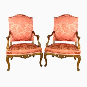 Large Louis XV Armchairs, Set of 2