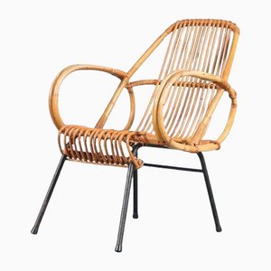 Rattan Easy Chair by Dirk van Sliedrecht for Gebroeders Jonkers, Netherlands, 1950s