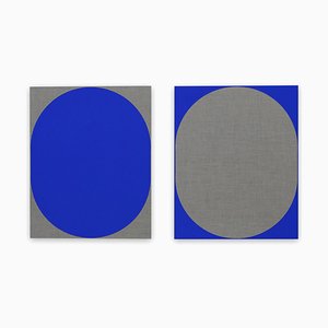 Louise Blyton, Blue Nesting, 2020, acrilico su lino