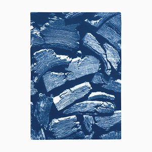 Kind of Cyan, Knife Wood Texture, 2020, Cyanotype Print