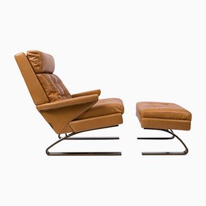 Bogota Leather Lounge Chair and Footstool, Set of 2