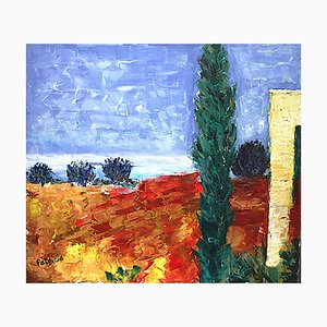 Patricia Abramovich, Orange Field, 21st-Century, Oil on Canvas
