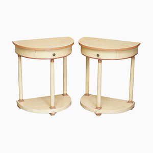 Tables d'Appoint Demilune Vintage Peintes avec Tiroir, France, Set de 2