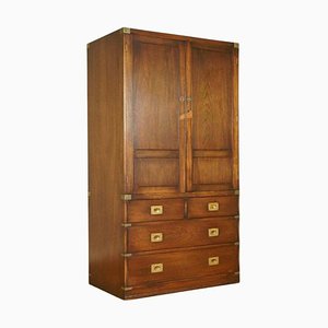 Military Campaign Wardrobe Cabinet with Brass Handles from Bevan and Funnel