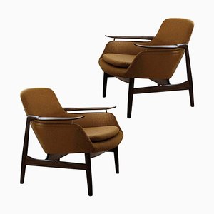 53 Chairs in Fabric and Wood by Finn Juhl, Set of 2