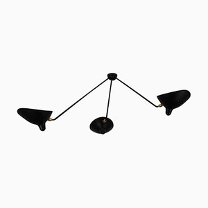 Lámpara de techo o pared Spider moderna en negro con tres brazos fijos de Serge Mouille
