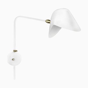 Weiße Mid-Century Modern Anthony Wandlampe mit runder Halterung von Serge Mouille