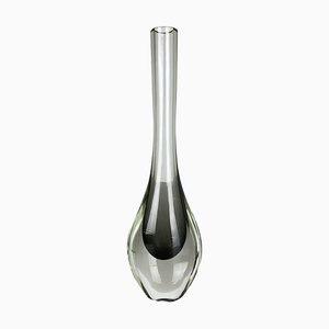 Italian Grey Murano Glass Sommerso Single-Stem Vase by Flavio Poli, 1960s