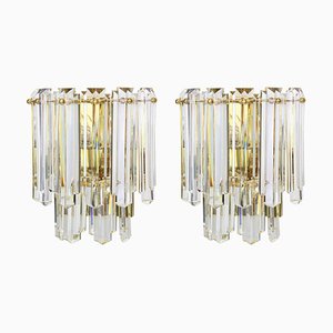 Large Austrian Kalmar Crystal Glass Sconces Wall Lights, 1970s, Set of 2