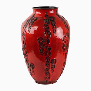 Grand Vase de Sol Rouge Carmin par Scheurig, 1960s