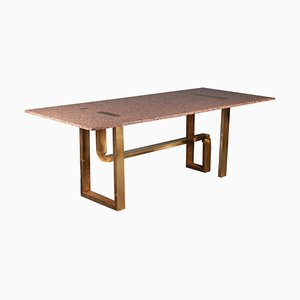 Granite and Brass Inlay Dining Table by Alfredo Freda for Cittone Oggi