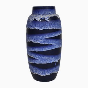Blaue Mid-Century Lava Vase von Scheurich, 1970er