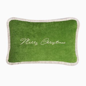 Christmas Happy Pillow, Green and White from Lo Decor