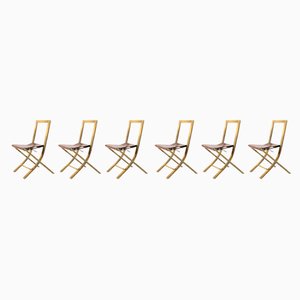 Brass Sedia 73 Folding Chair by Gabriella Crespi, Set of 6