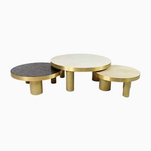 TB COF TUBULAR, Round Coffee Tables by François-Xavier Turrou for Ginger Brown, Set of 3