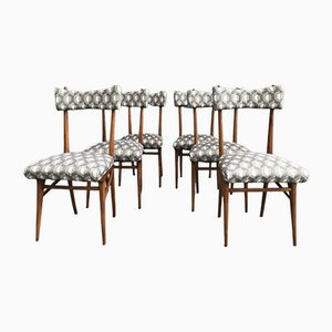 Mid-Century Dining Chairs in Cherry, Italy, 1950s, Set of 6