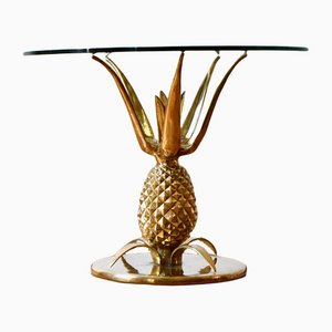 Parisian Hollywood Regency Sculptural Brass & Glass Pineapple Coffee Table, 1970s