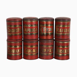 Latas de cocina inglesas, siglo XIX. Juego de 8