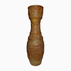 Art Deco Holz Vase mit Trauben geschnitzt