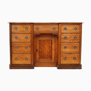 Victorian Inlaid Satin Walnut Twin Pedestal Desk, 1900s