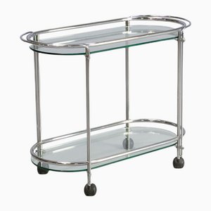 Chrome and Glass Tea Table Serving Trolley from Gallotti & Radice, 1970s