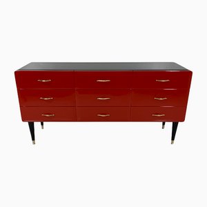 Italian Art Deco Red and Black Lacquer Dresser by Gio Ponti, 1940s