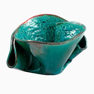 Large Blue Copper Cartoccio from Ceramiche Lega