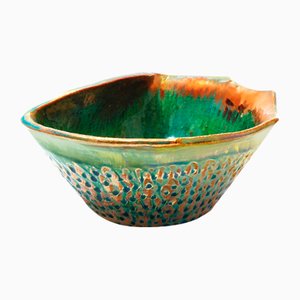 Kleine grüne Kupfer Schale von Ceramiche Lega