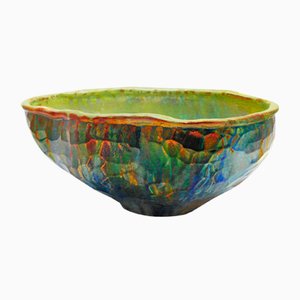 Faceted Bowl in Blue Shades from Ceramiche Lega