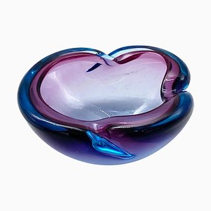 Italian Turquoise Pink Murano Sommerso Glass Bowl by Flavio Poli, 1960s