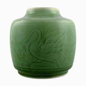 Royal Copenhagen Vase Decorated with Swans in Glazed Ceramics, 1940s