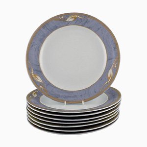 Royal Copenhagen Gray Magnolia Porcelain Dinner Plates, Set of 8