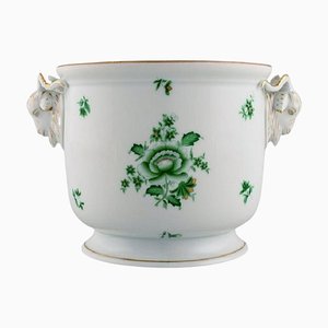 Vintage Green Chinese Wine Cooler in Hand-Painted Porcelain with Goats from Herend