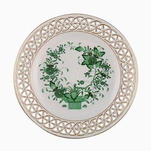 Piatto vintage verde in porcellana dipinta a mano di Herend