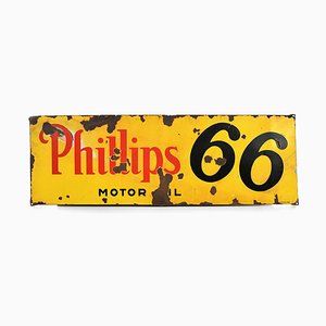 Vintage Phillips 66 Werbetafel aus Emaille