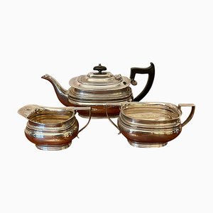 Edwardian Silver-Plated Tea Set Stamped Goldsmiths & Silversmith, Set of 3