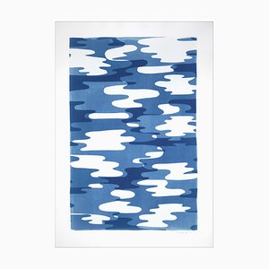 Tipo de cian, reflejos de camuflaje en tonos azules, 2021, impresión Monotype Cyanotype