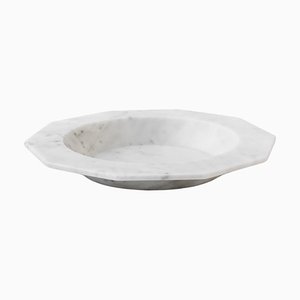 Soup Plate in Satin White Carrara Marble