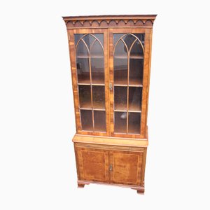 Yew Wood Bookcase with Glazed Top, 1960s