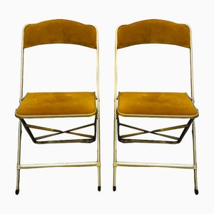 Mid-Century Folding Chairs with Velvet Cover by Fritz & Company, Set of 2