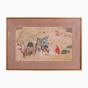 After Heian, Scène Japonaise, 1900, Gravure sur Bois, Encadrée